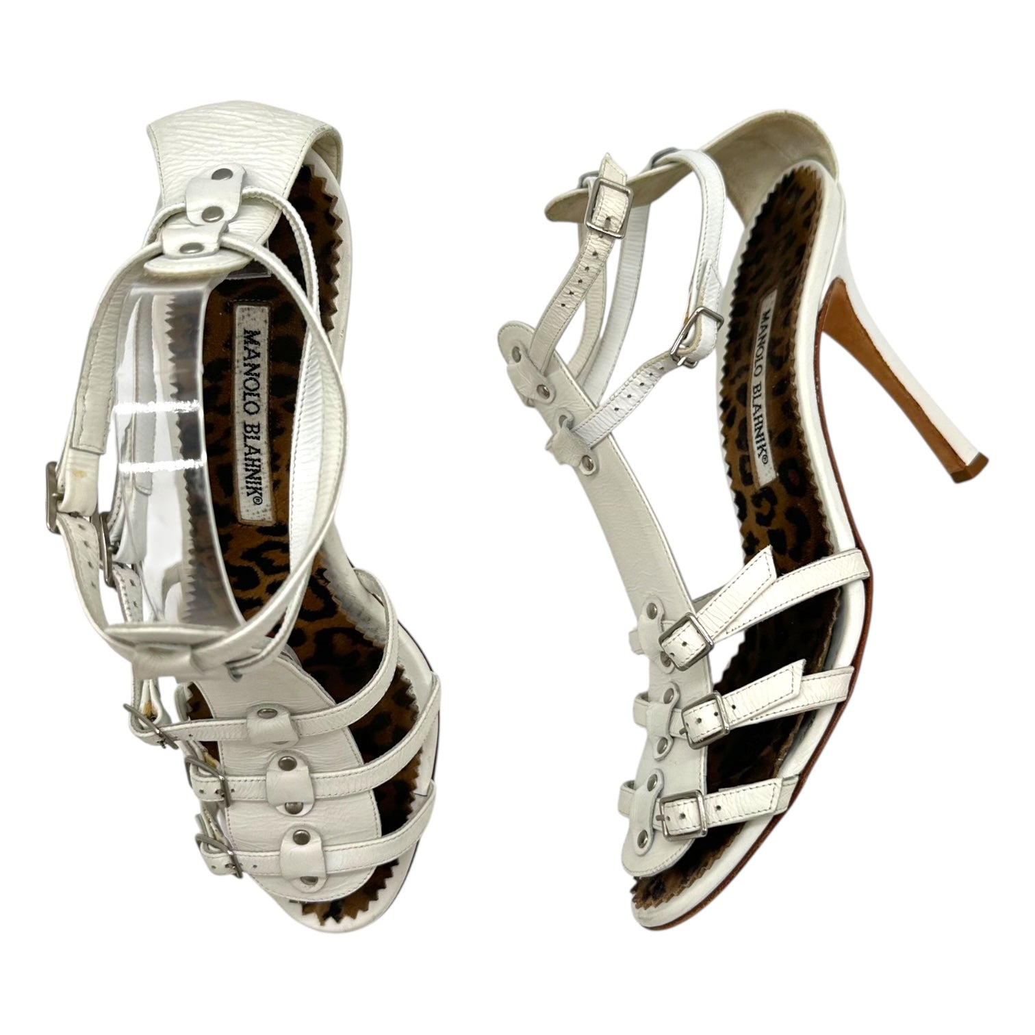 Manolo Blahnik White Gladiator Heels - Outfit Repeater