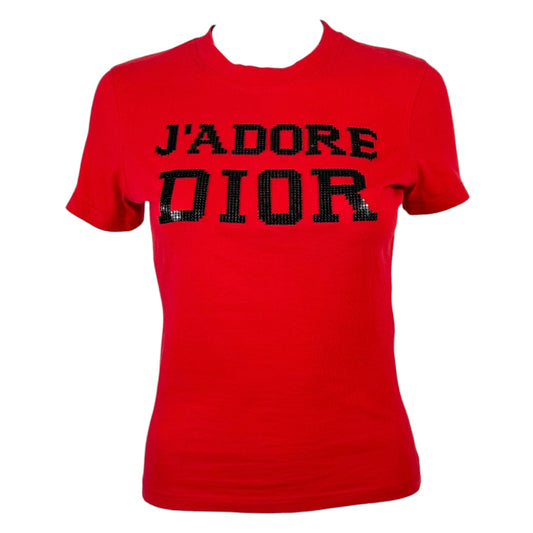 Christian Dior F/W 2003 Red & Black Metal Mesh J'Adore Dior T-Shirt