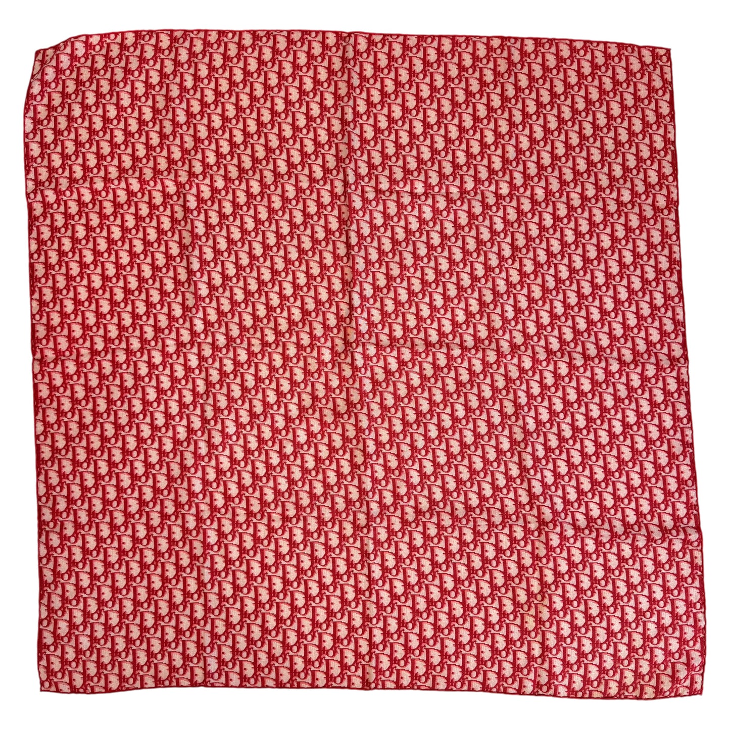 Christian Dior Red Trotter Monogram Print Square Silk Scarf