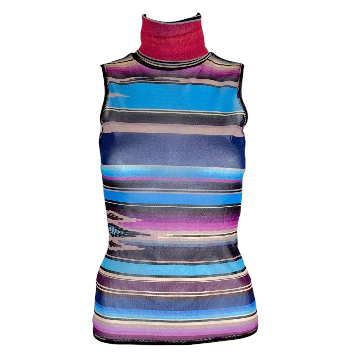 Jean Paul Gaultier Sleeveless Turtleneck Tank Purple Blue
