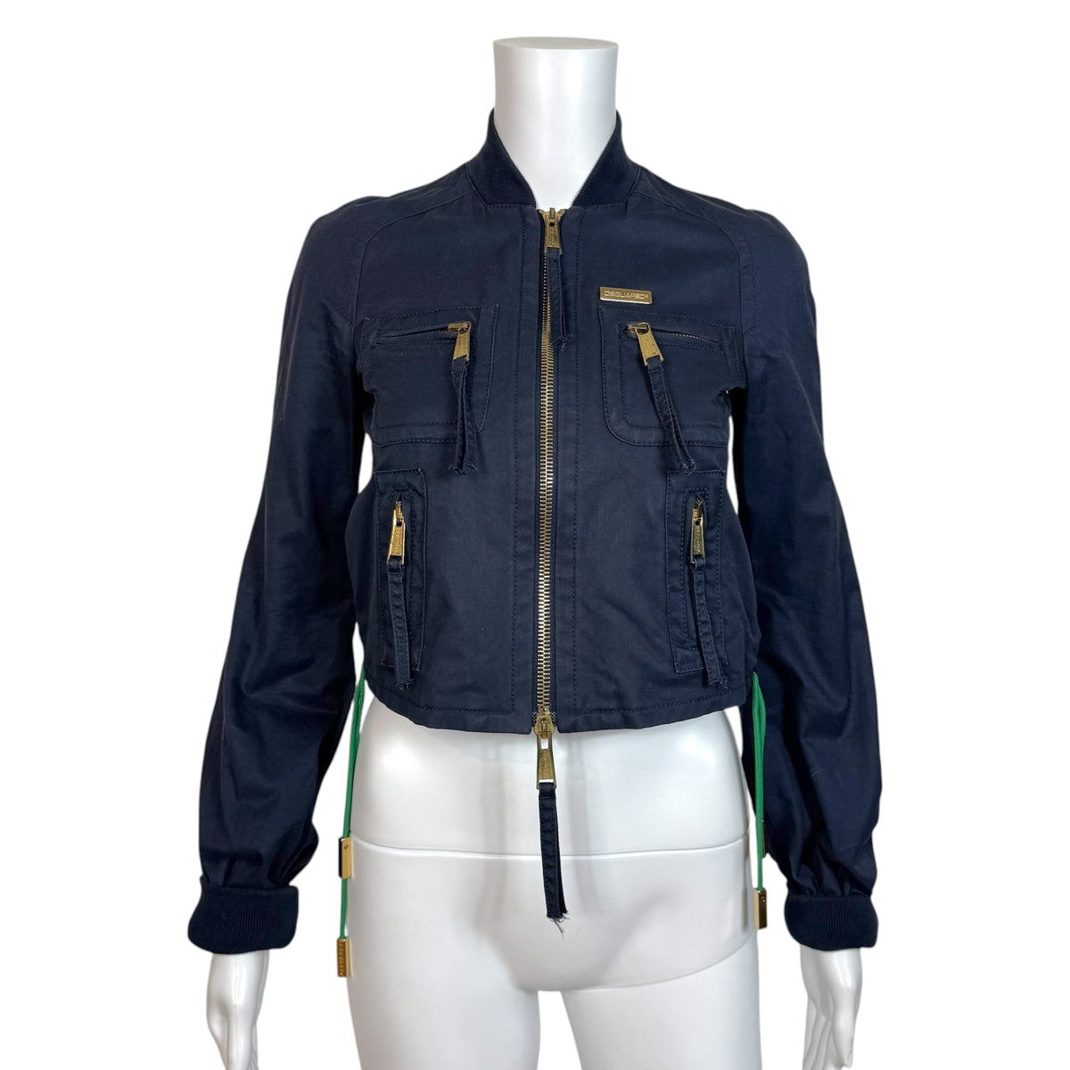 Dsquared2 Navy Blue Cropped Bomber Jacket