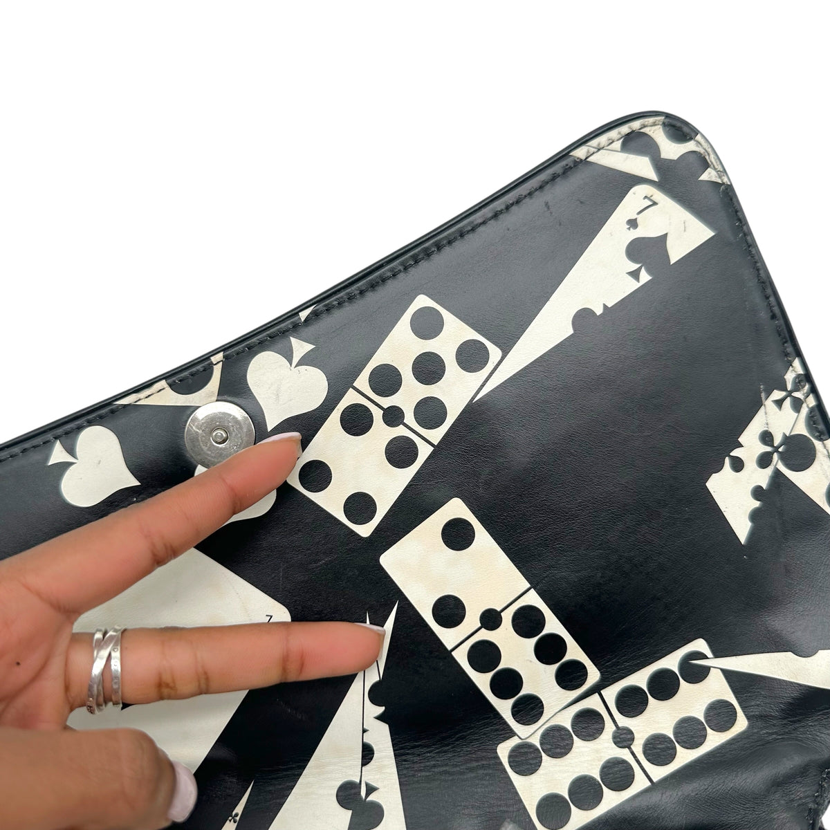 Christian Dior Black Playing Card Print Shoulder Bag