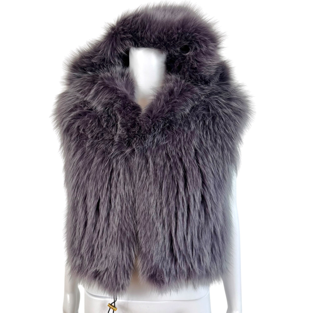 Roberto Cavalli Purple Fox Fur Hooded Sleeveless Vest