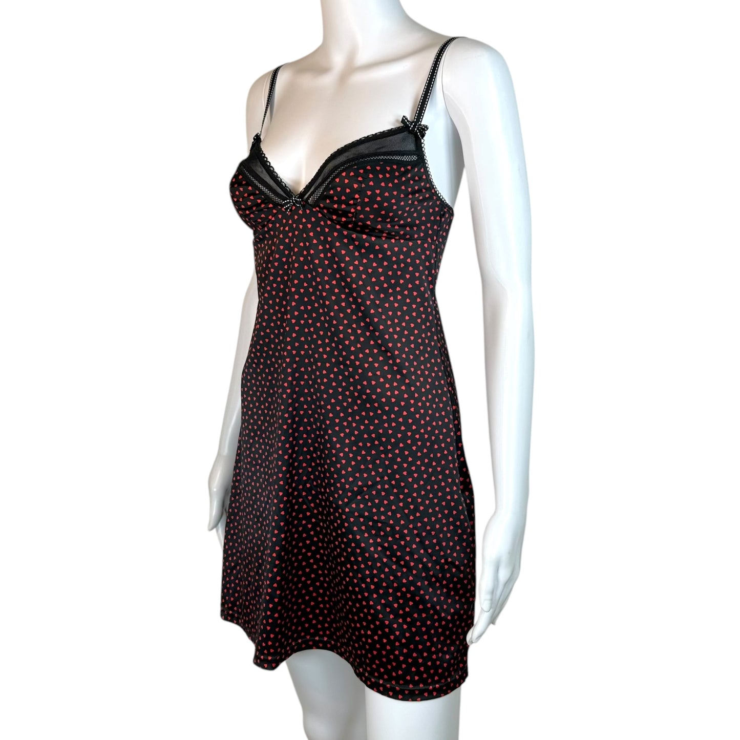 D&G Mini Slip Dress Heart Print Spaghetti Straps A-Line