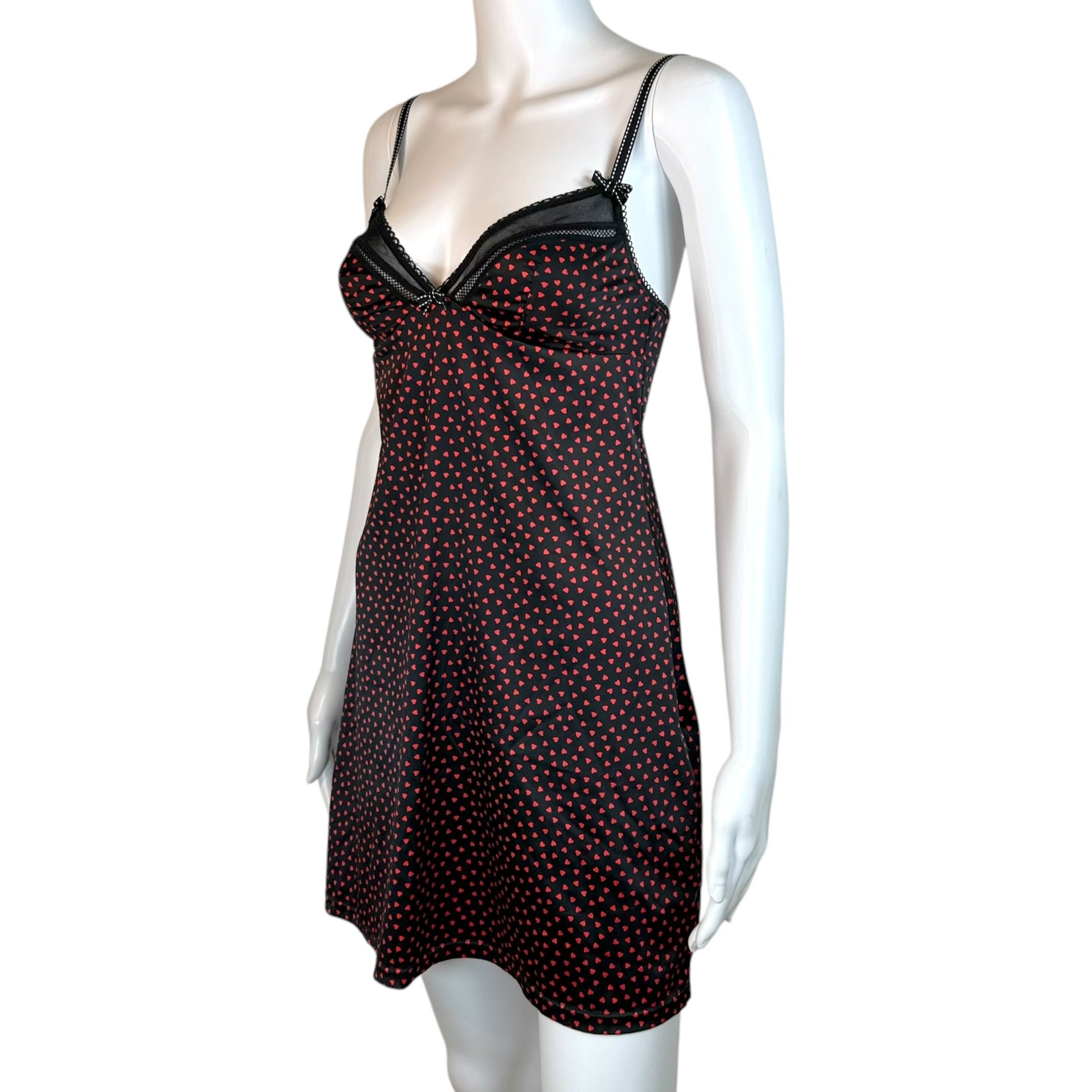 D&G Mini Slip Dress Heart Print Spaghetti Straps A-Line