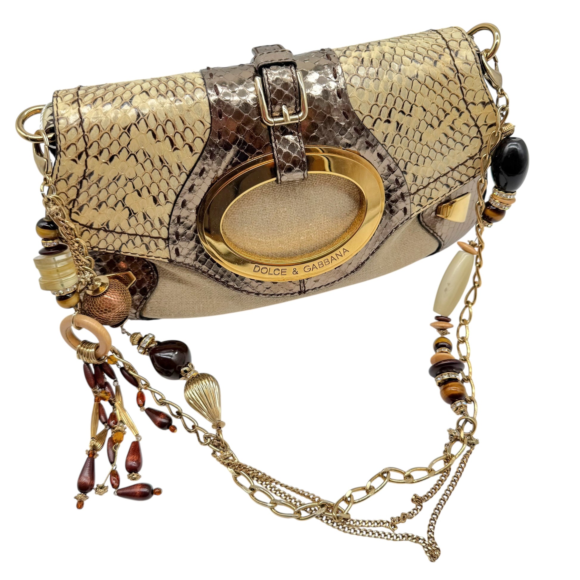 Dolce & Gabbana Python Beaded Shoulder Bag