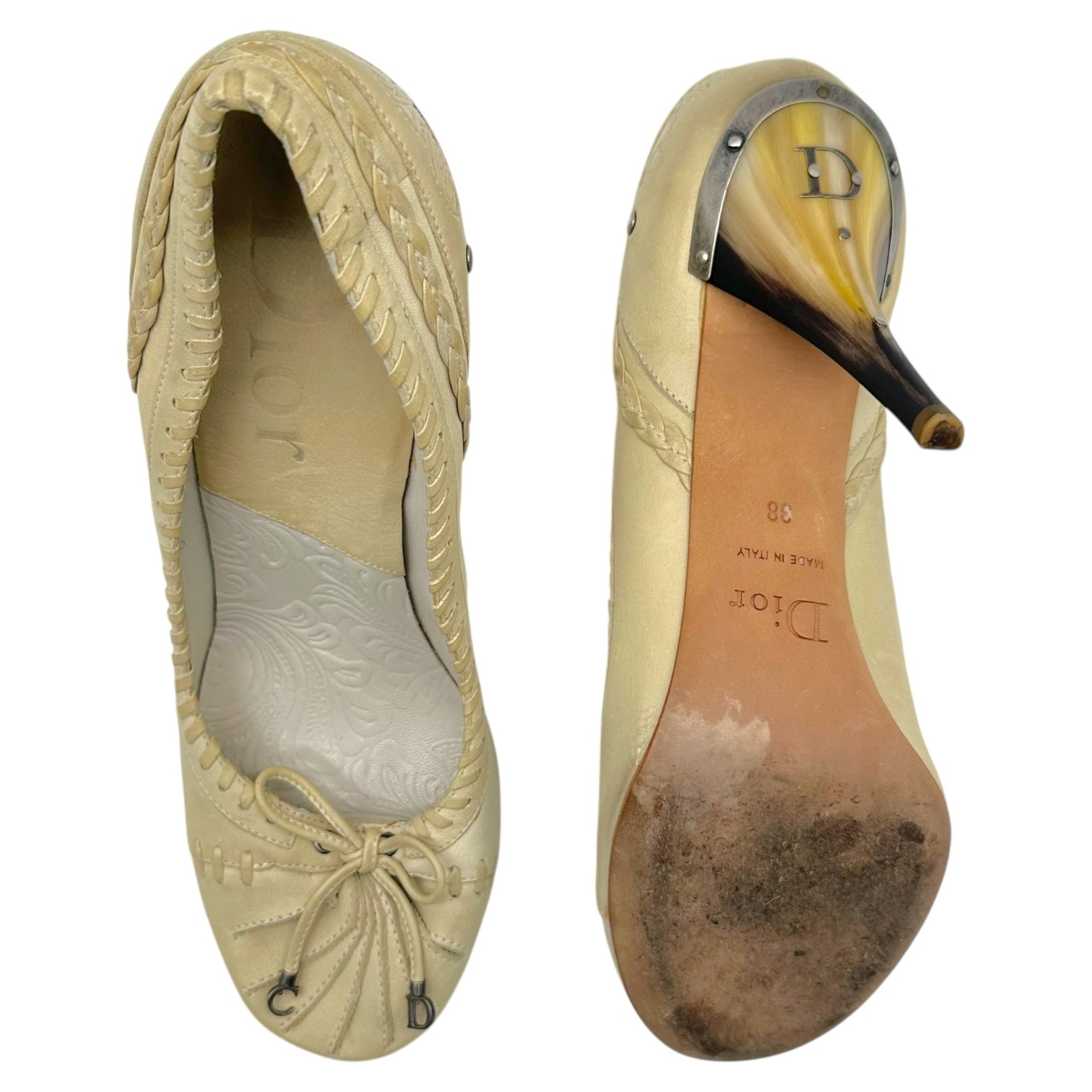 Christian Dior Dior Beige Leather & Elephant Tusk Heels - Outfit Repeater