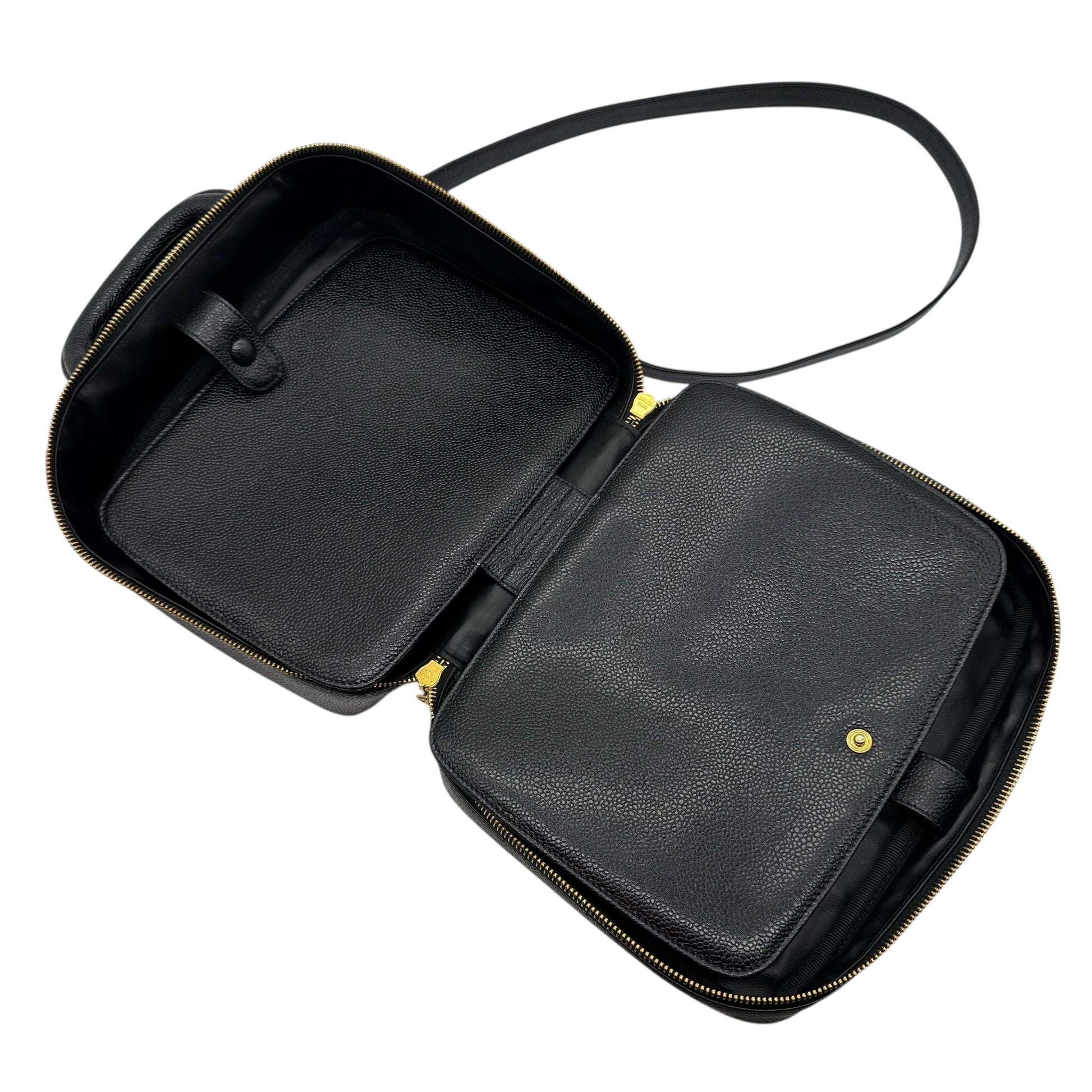 Chanel Black Caviar Leather 2-Way Satchel Vanity Bag 1996-97 - Outfit Repeater