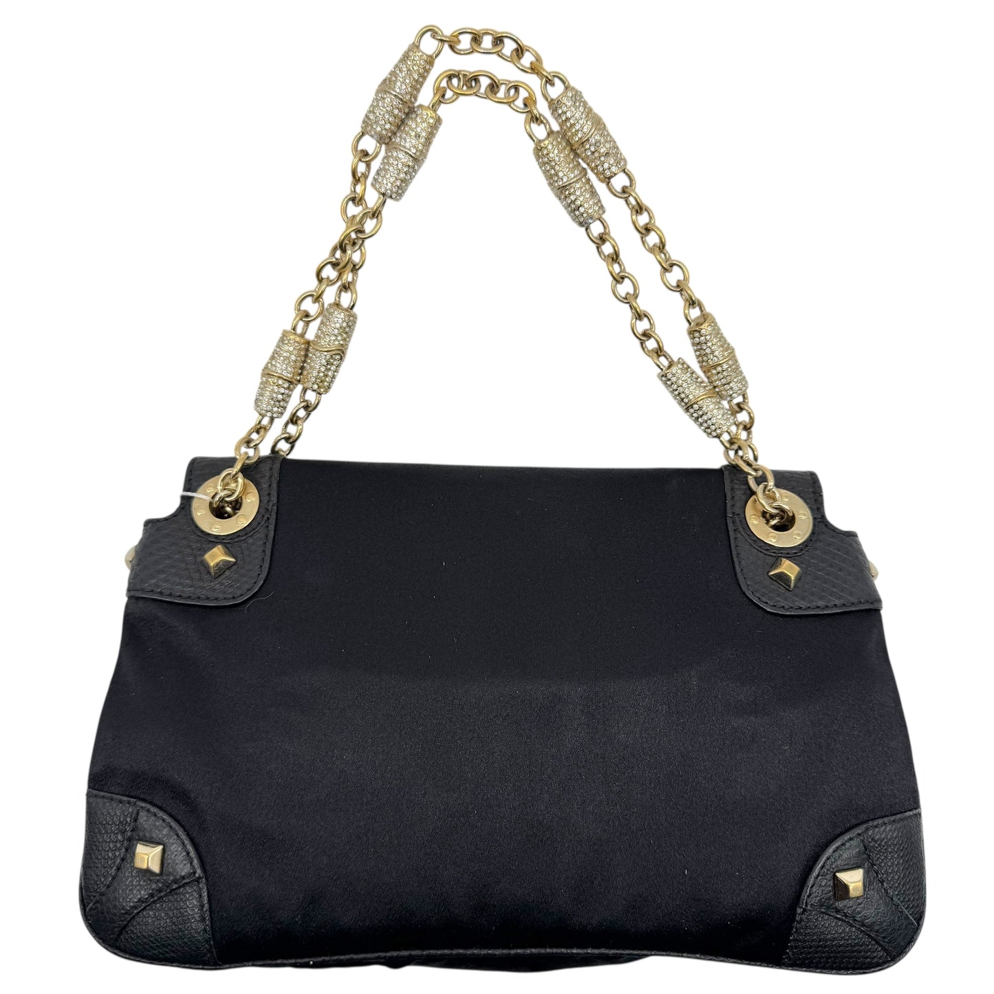 Gucci by Tom Ford Black Silk & Lizard Crystal Embellished Bamboo Mini Bag - Outfit Repeater