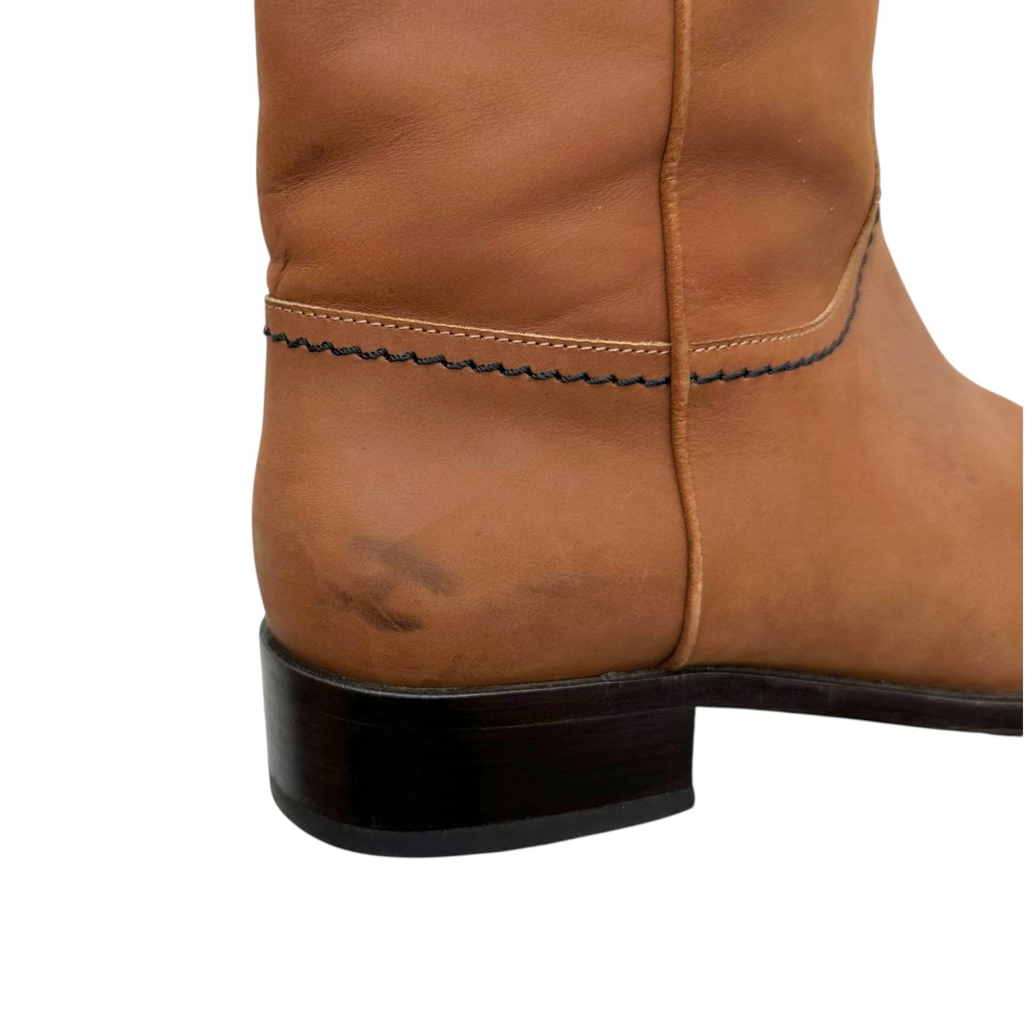 Chanel Brown Leather Logo Back Western Boots