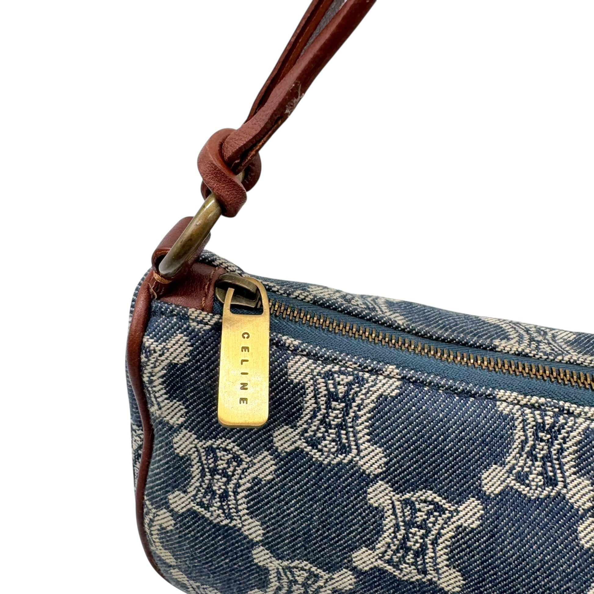 Celine Blue Denim Triomphe Monogram Pochette Bag - Outfit Repeater