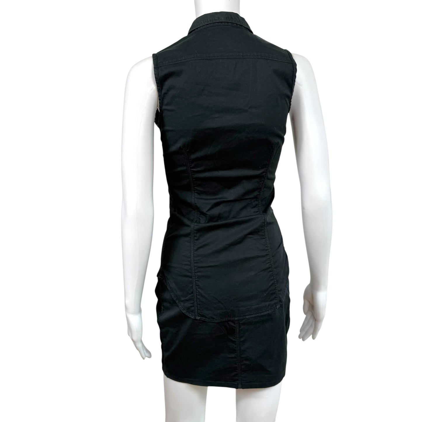 Dsquared2 Black Button Up Sleeveless Logo Embroidered Midi Dress
