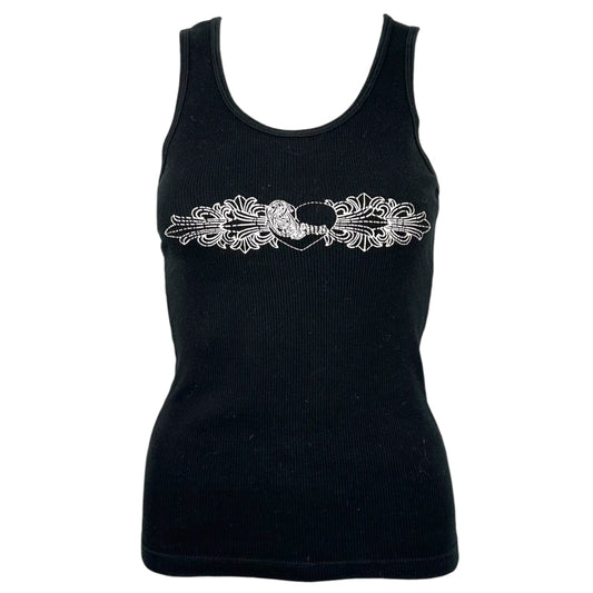 Chrome Hearts Vintage Black Heart Logo Tank Top