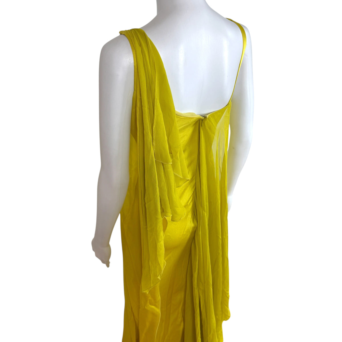 Versace Collection Yellow Silk Gown with Medusa Logo Hardware