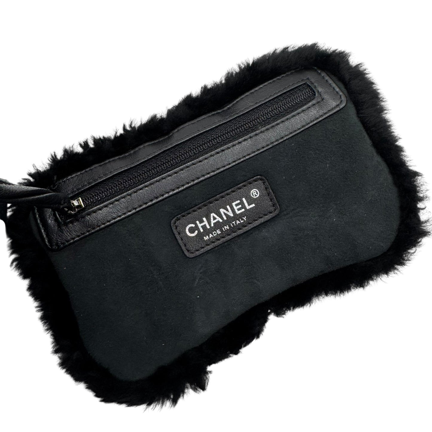 Chanel Black Shearling Quilted Logo Shoulder Bag 2005-06 - Outfit Repeater