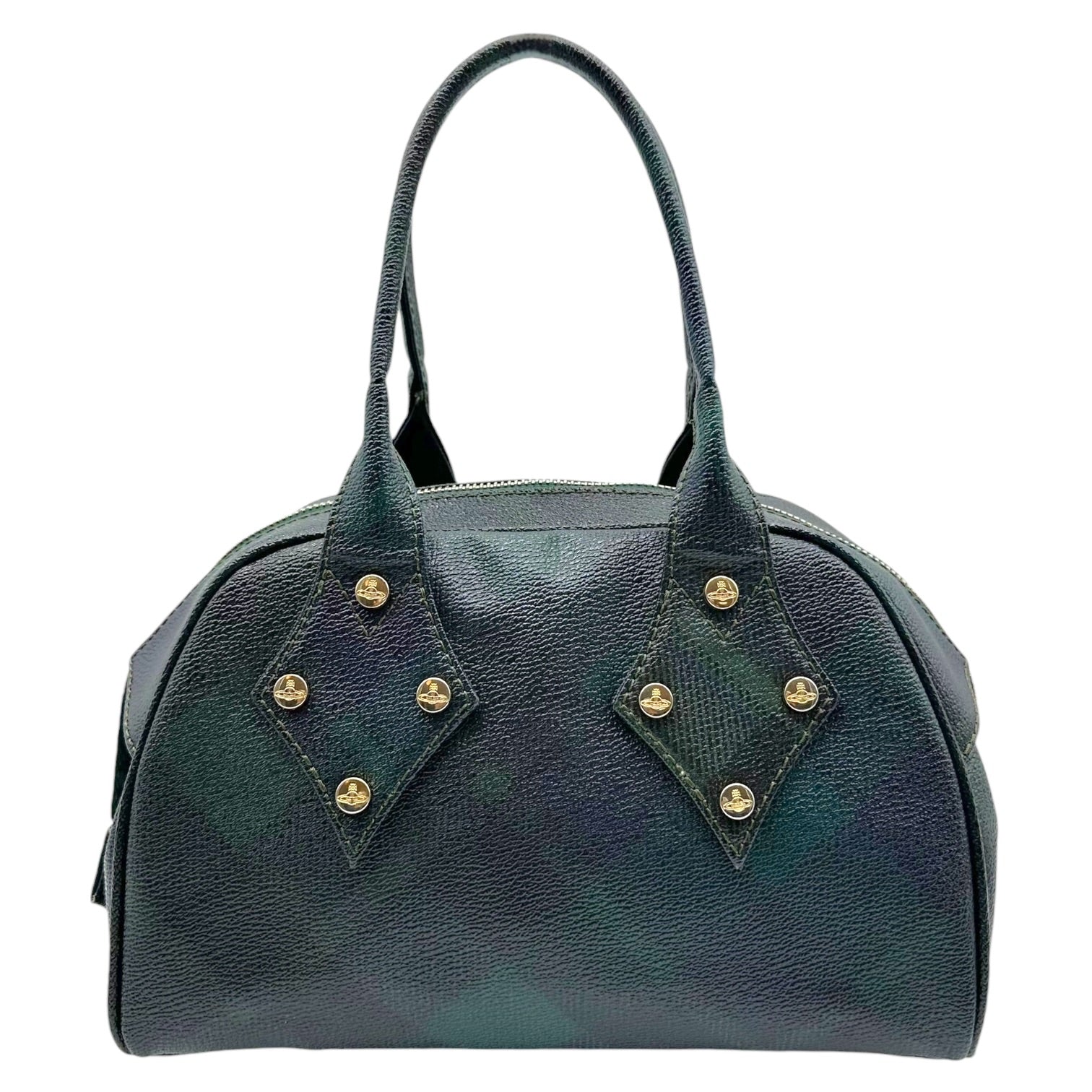 Vivienne Westwood Derby Handbag Green Navy Tartan Print