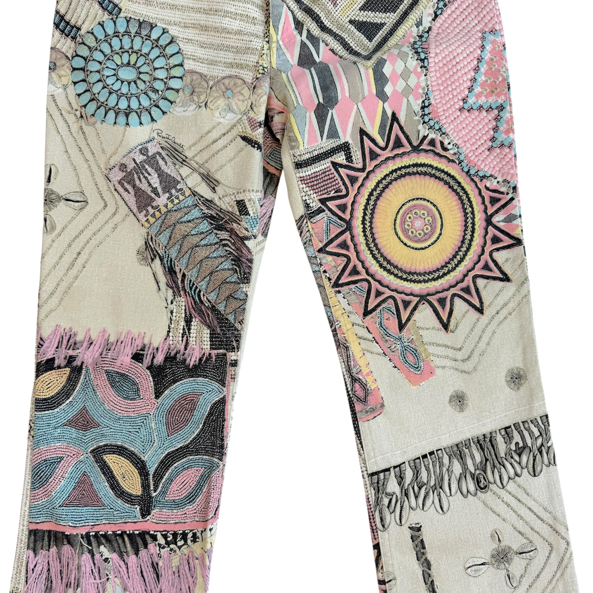 Roberto Cavalli Pastel Glitter Printed Jeans