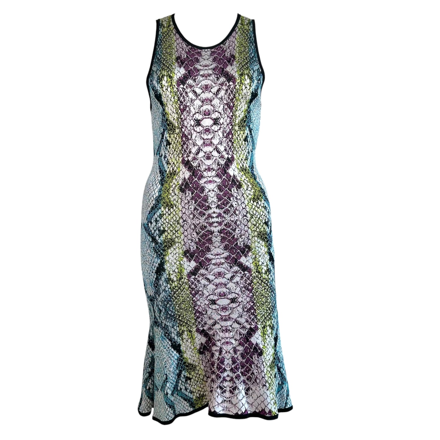 Roberto Cavalli Knit Midi Dress Multicolor Snakeskin Print