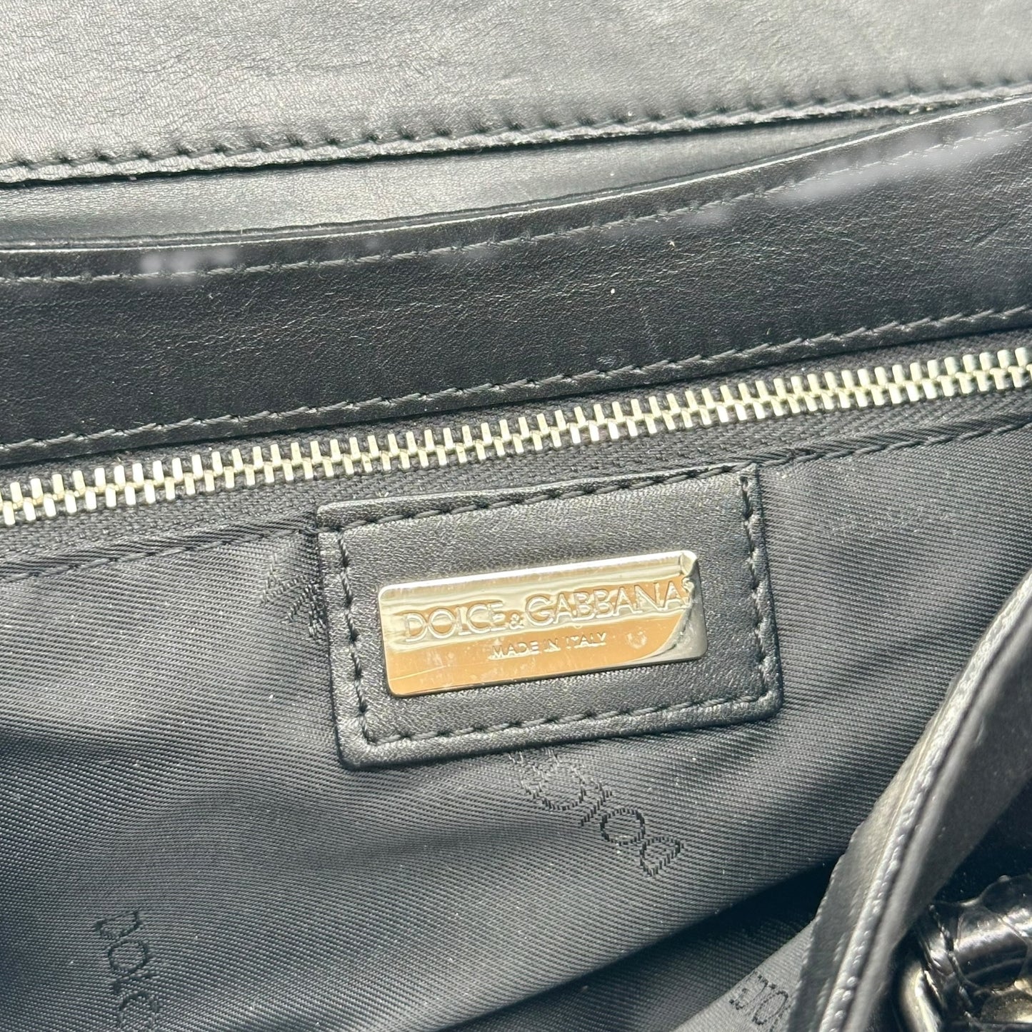 D&G Dolce & Gabbana Black Python & Crystal Embellished Mini Bag