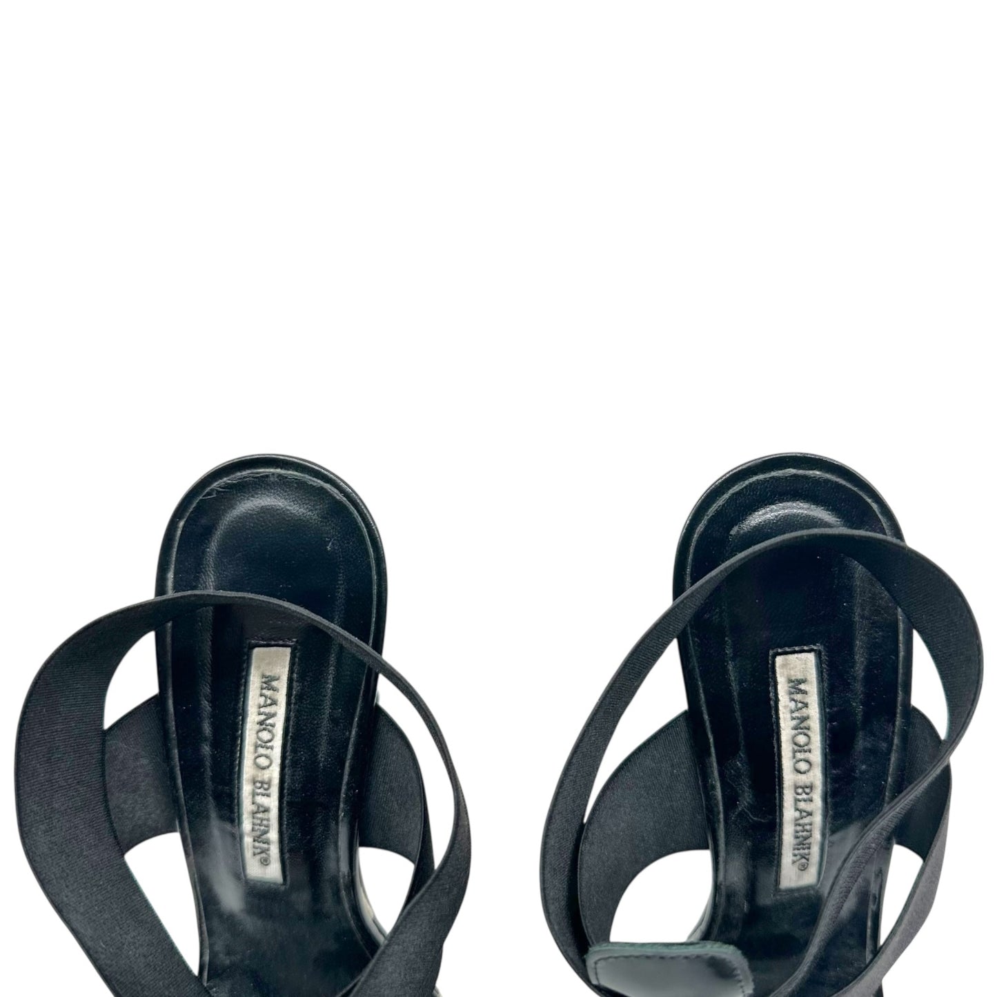 Manolo Blahnik Zebra Print Wedge Heels Black Elastic