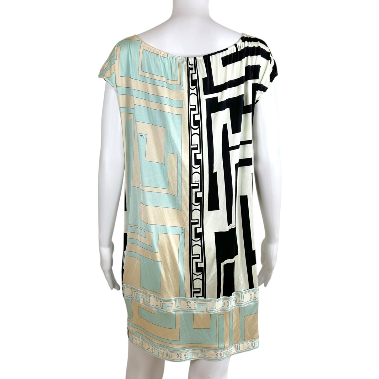 Emilio Pucci Off-Shoulder Silk Mini Dress Light Blue Black