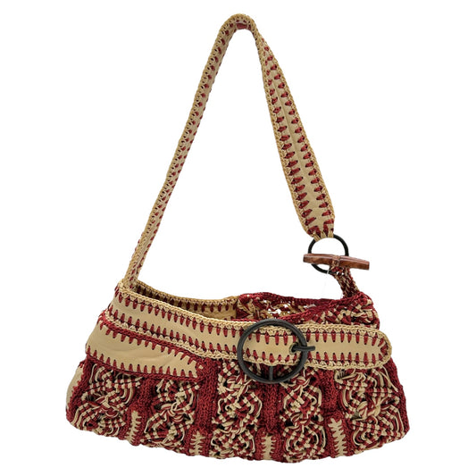 Jamin Puech Red & Ivory Crochet Mini Shoulder Bag