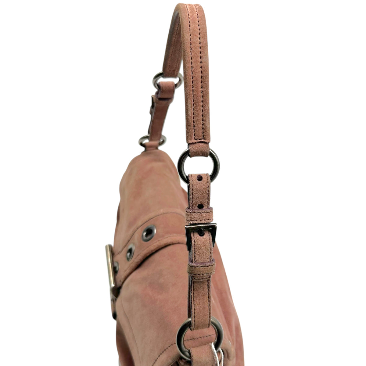 Prada Suede Shoulder Bag Dusty Rose Pink
