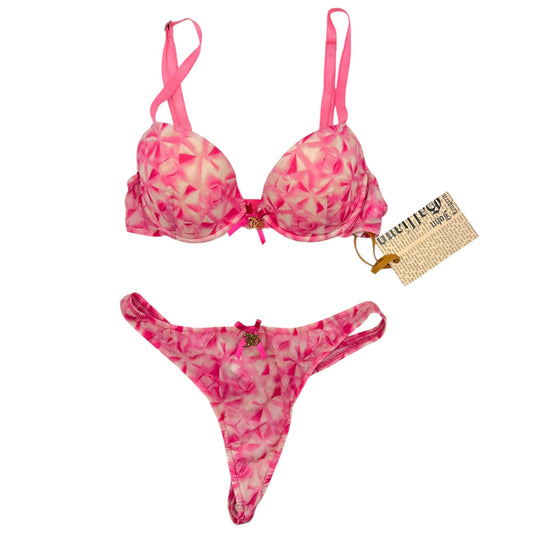 John Galliano Pink Lingerie Bra And Thong Set XS