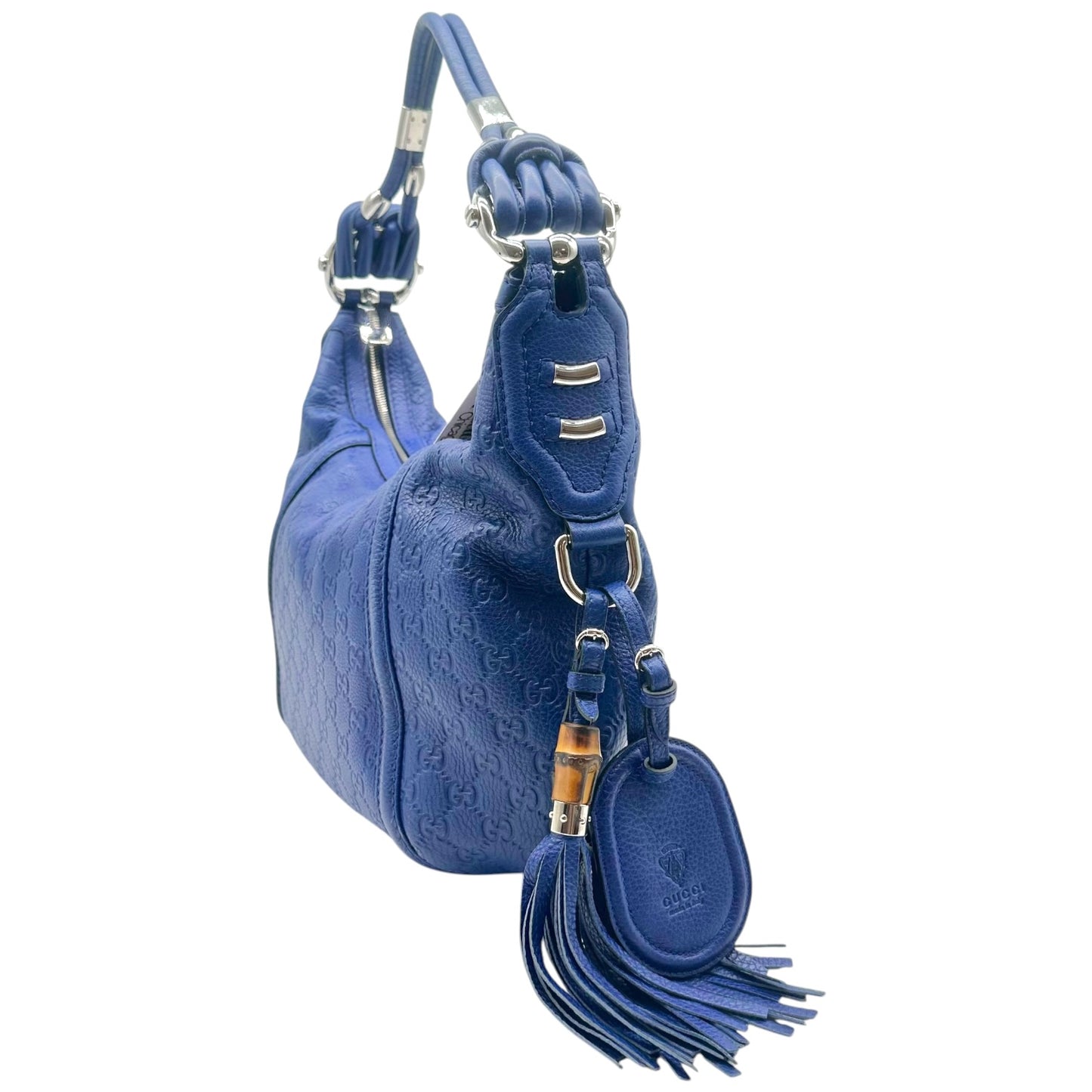 Gucci Royal Blue Guccissima Embossed Monogram Hobo Bag
