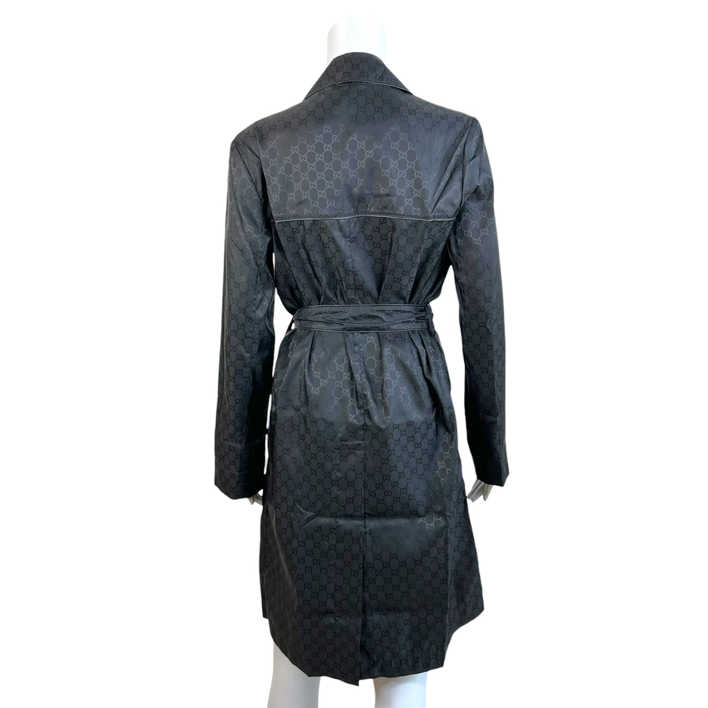 Gucci Trench Coat Black Logo Monogram Packable XS