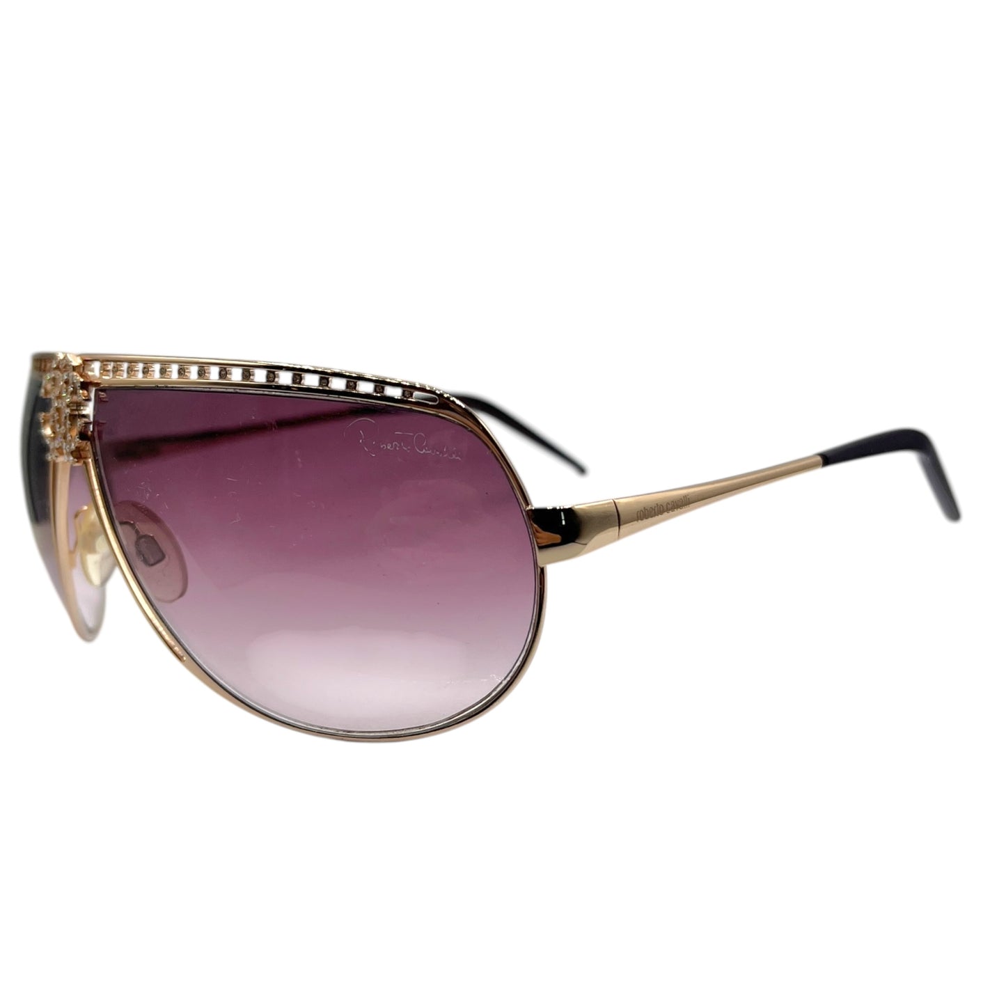 Roberto Cavalli Crystal Embellished Aviator Sunglasses w/ Case