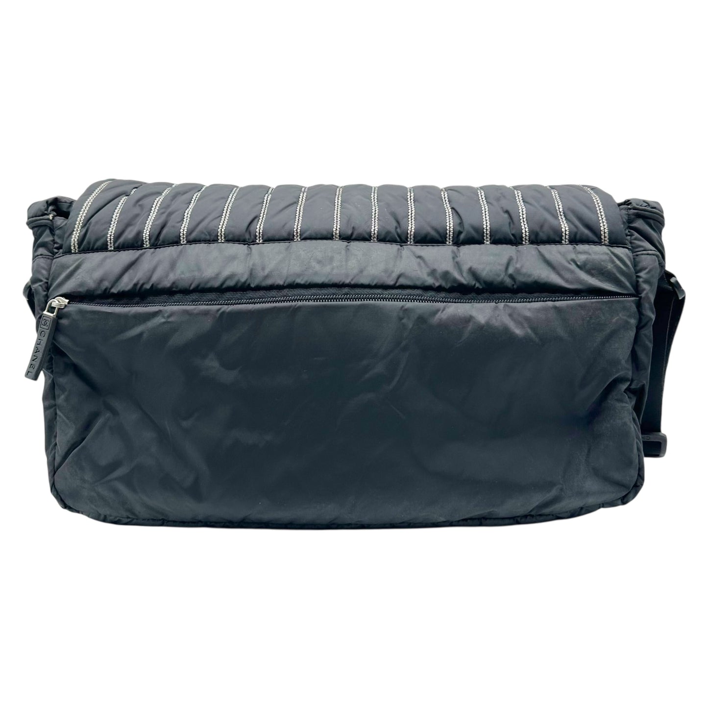 Chanel Sport 2005 Black & White Logo Embroidered Messenger Bag RARE