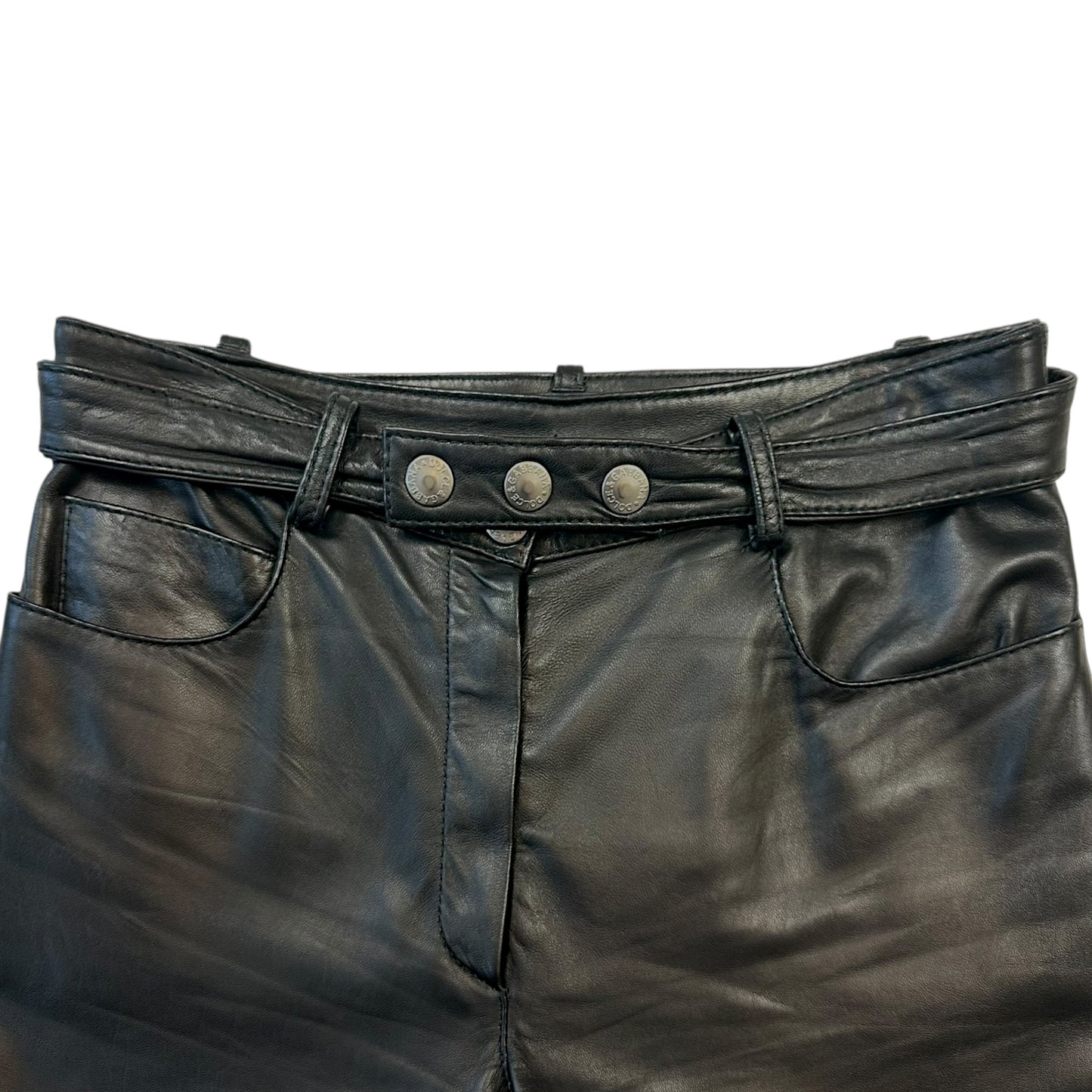 Dolce & Gabbana Belted Leather Pants