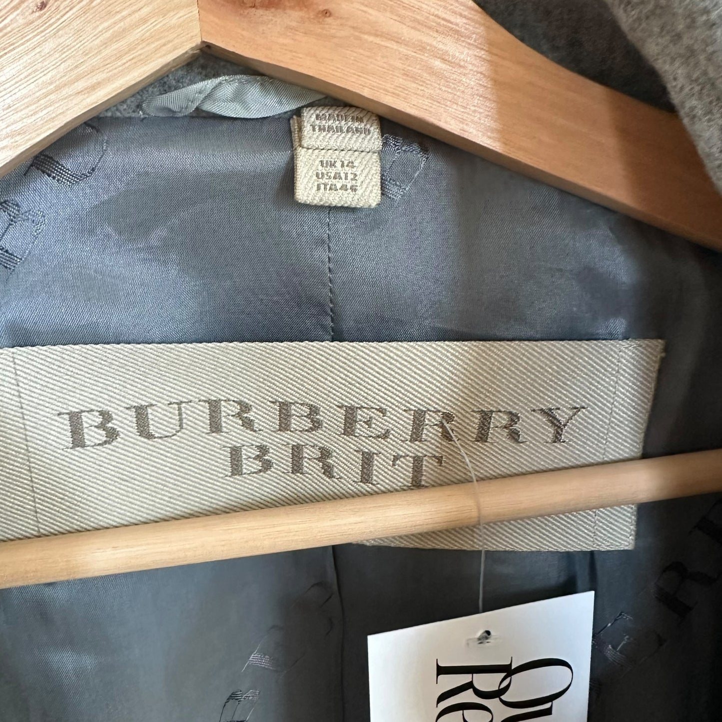 Burberry Gray Wool Trench Coat Double-Breasted Belted