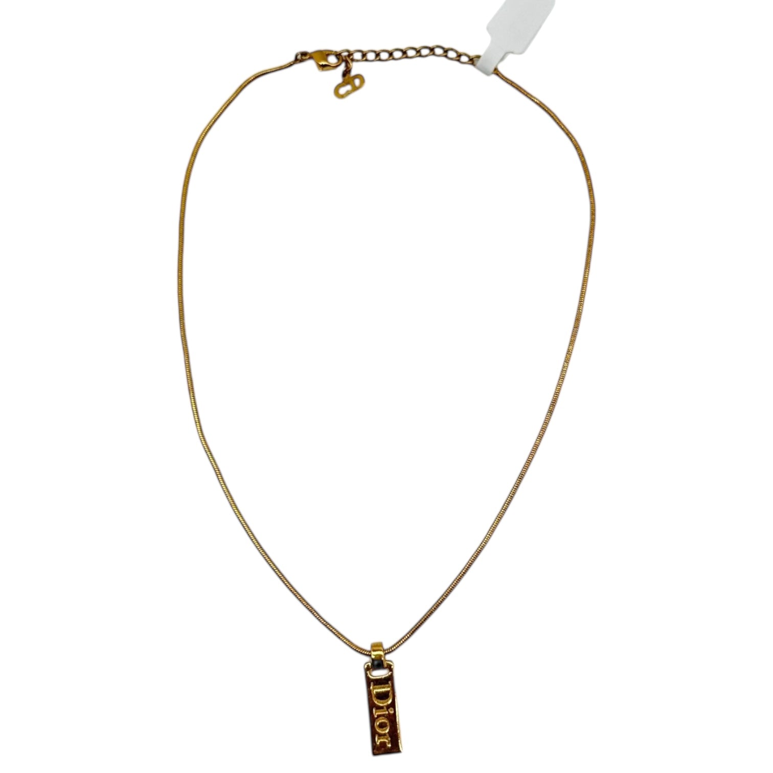 Christian Dior Gold Spell-Out Tag Necklace - Outfit Repeater