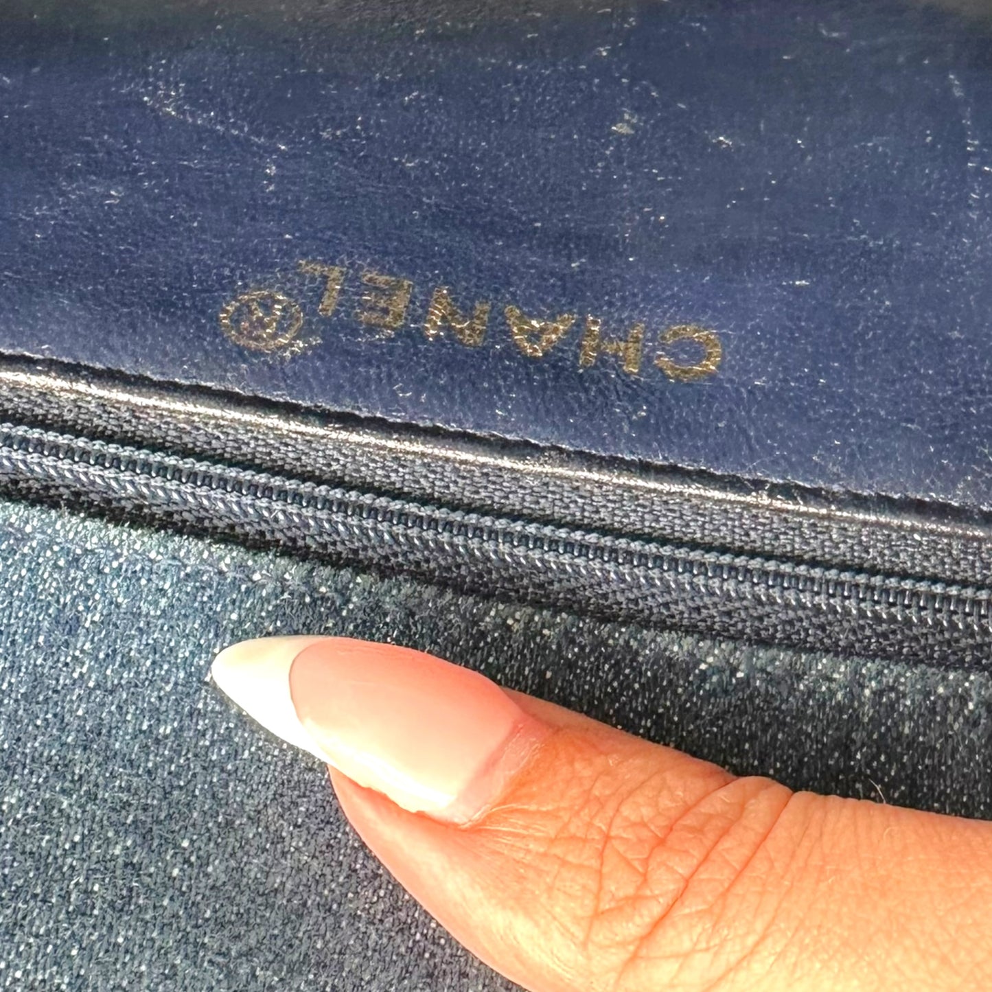 Chanel Blue Denim Tortoise Frame Handbag 1990s Vintage