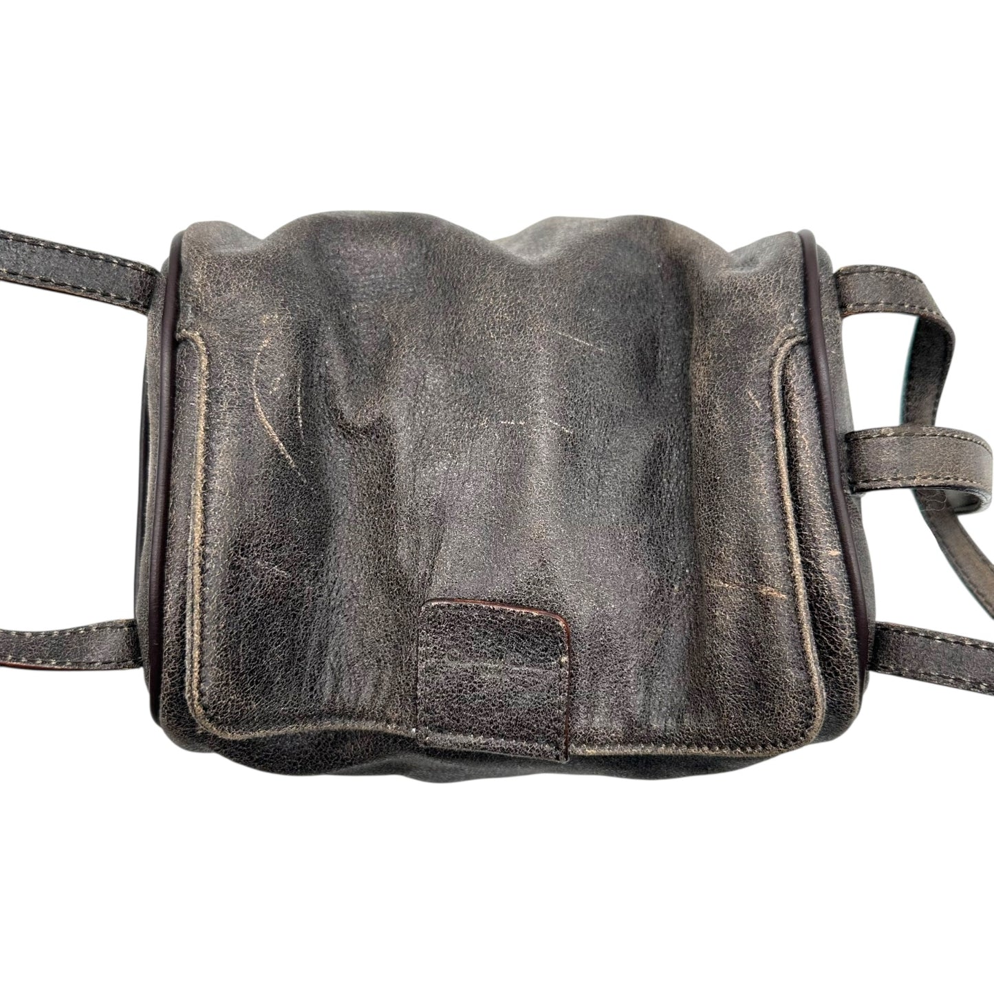 Christian Dior Brown Distressed Leather Small Bowler Bag