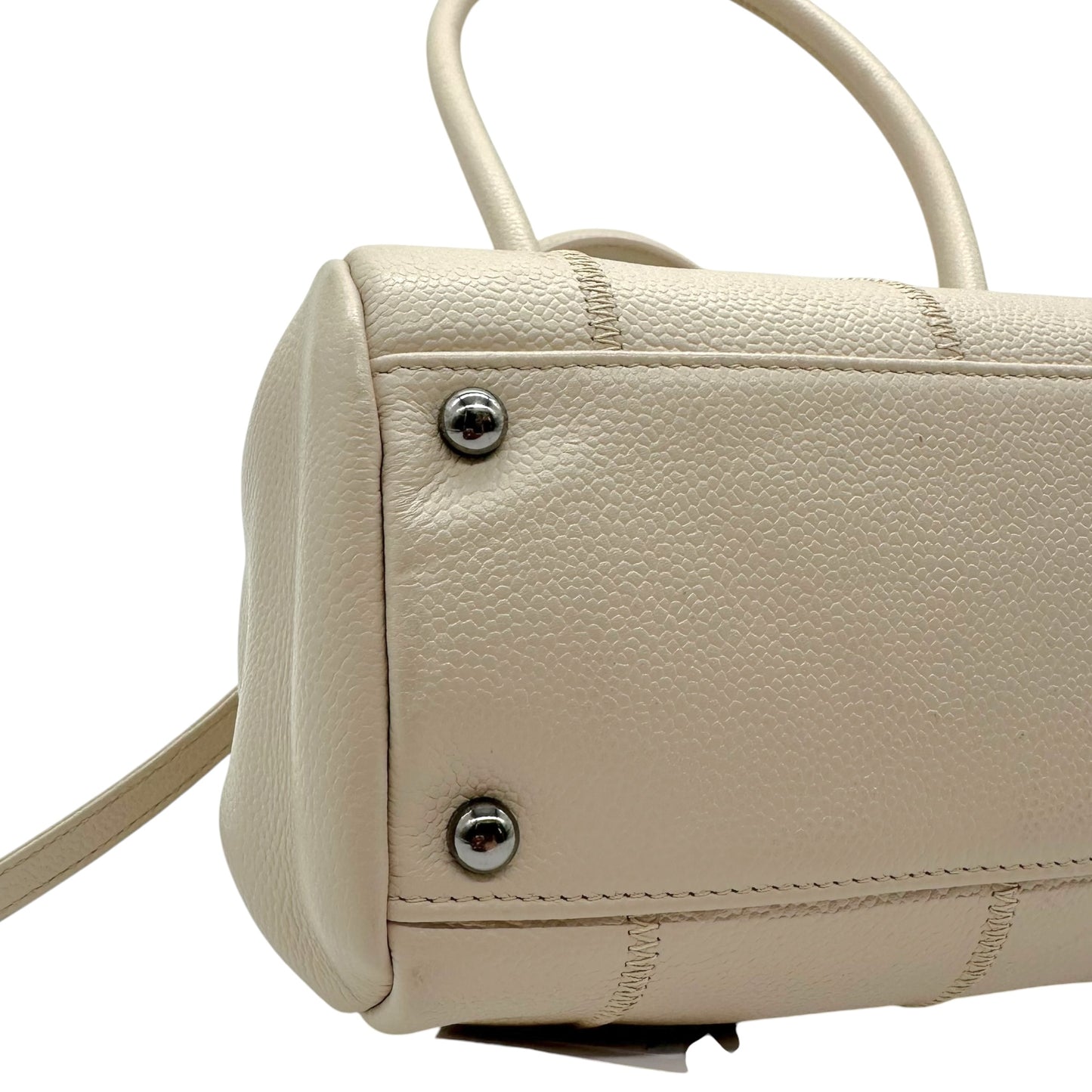 Chanel Ivory Caviar Leather Small Bowler Shoulder Bag