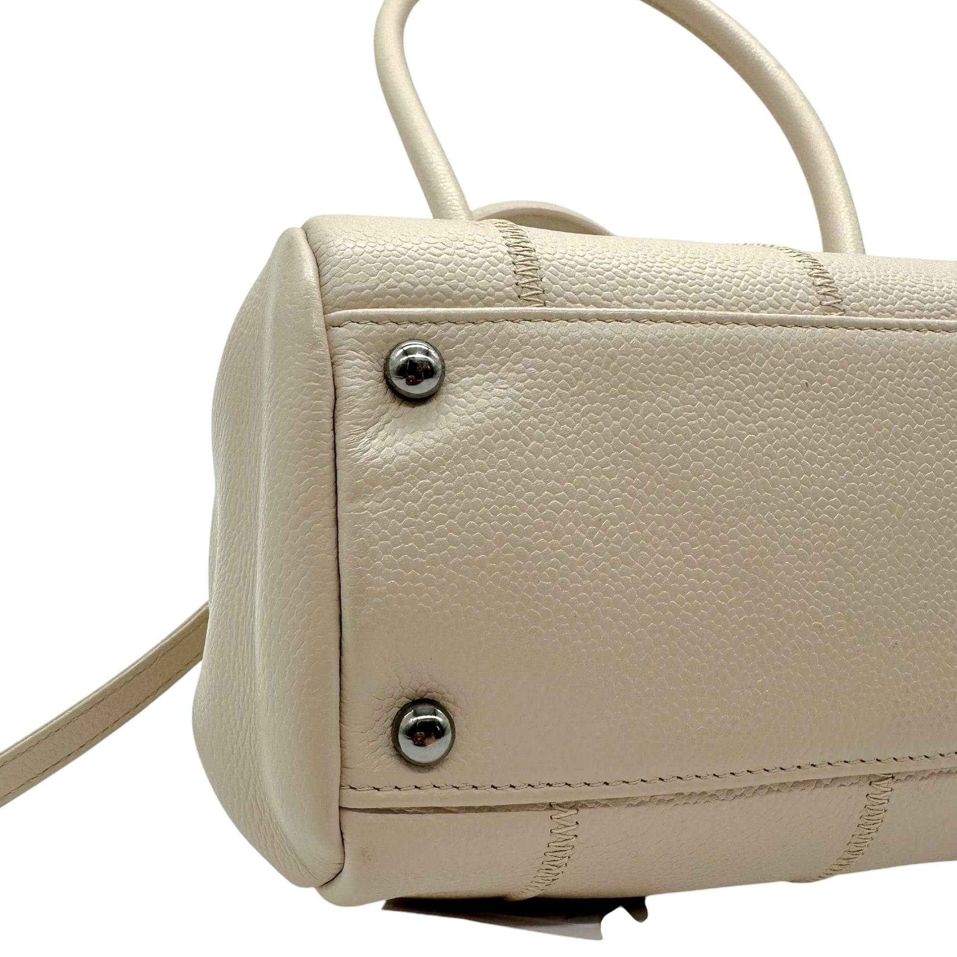 Chanel Ivory Caviar Leather Small Bowler Shoulder Bag