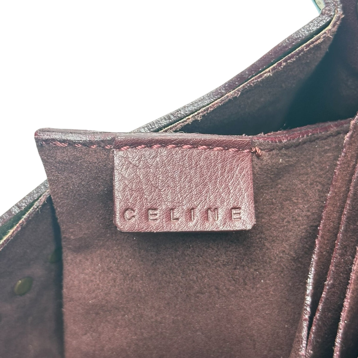 Celine Burgundy Leather Studded Shoulder Bag