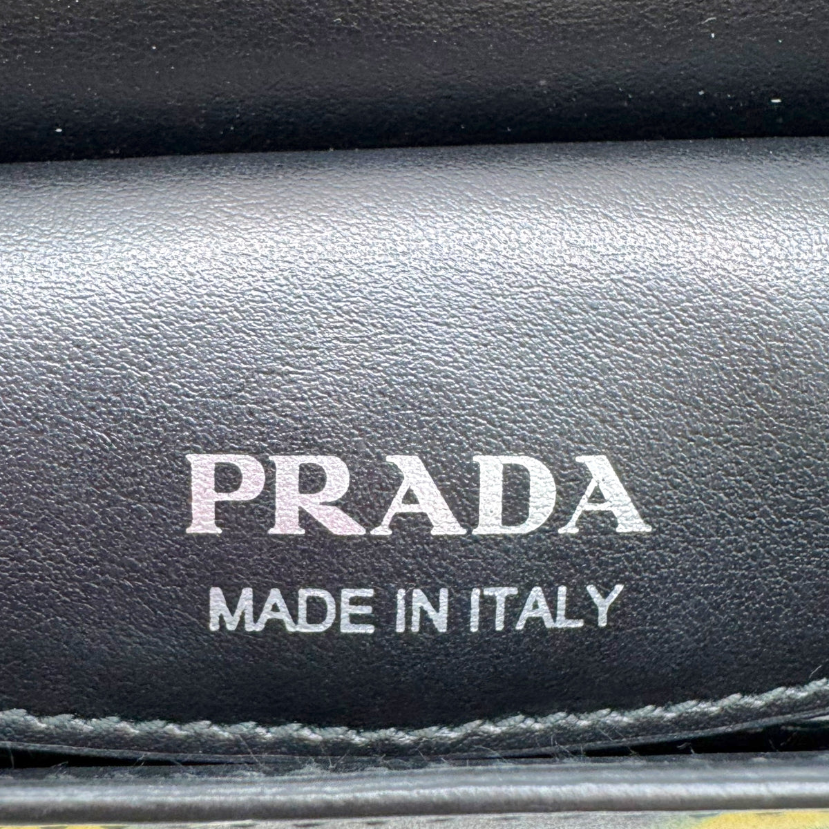 Prada Shoulder Bag Green Yellow Flame Print Leather