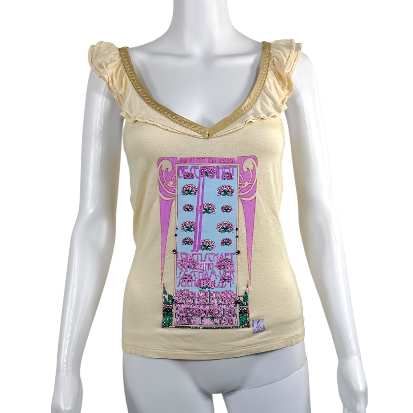 D&G Dolce & Gabbana Ivory & Purple Floral Graphic Tank Top - Outfit Repeater