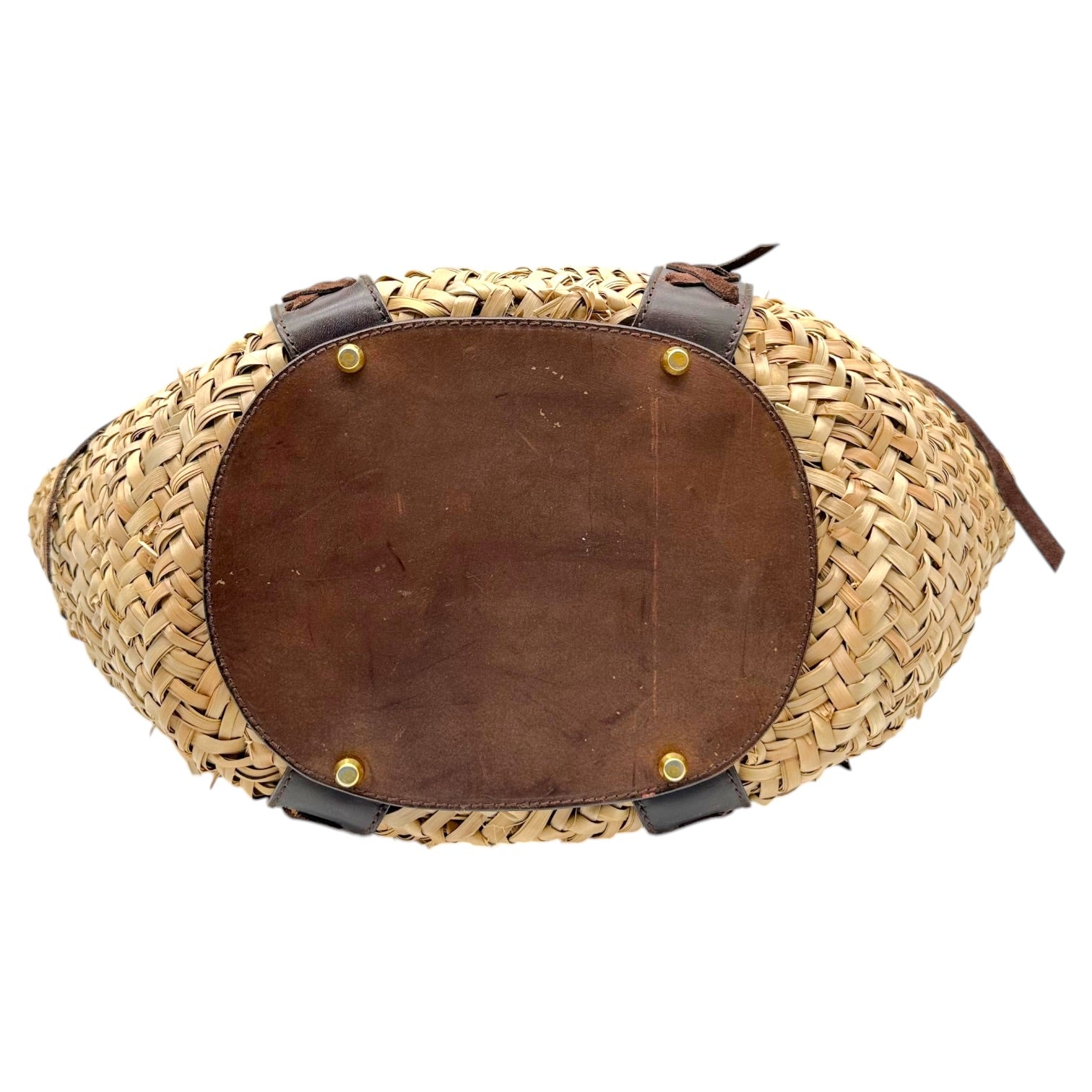 Dolce & Gabbana Brown Raffia Beach Bag with Suede Accents