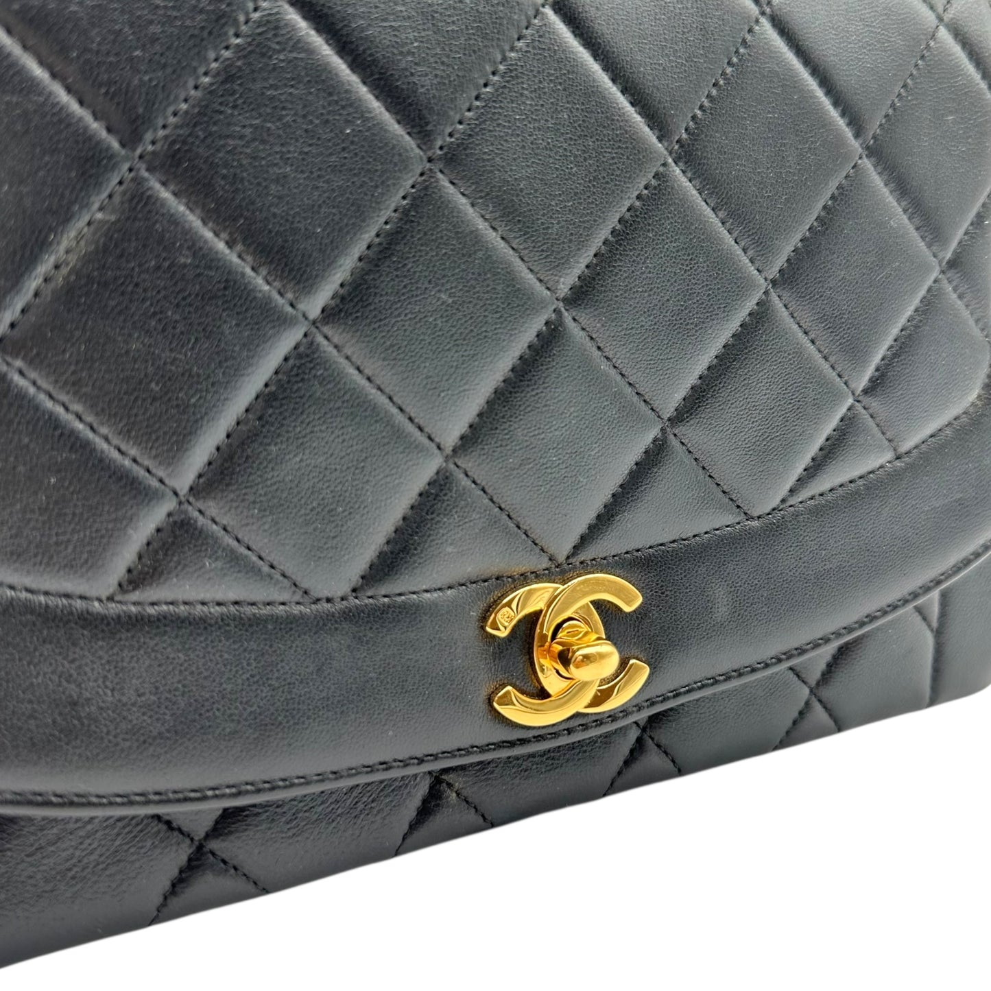 Chanel Medium Diana Bag Black Lambskin 1990s Vintage