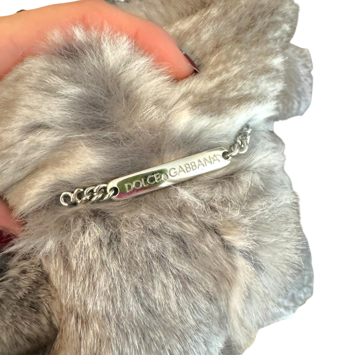 Dolce & Gabbana Gray Rabbit Fur Patchwork Mid-Length Coat