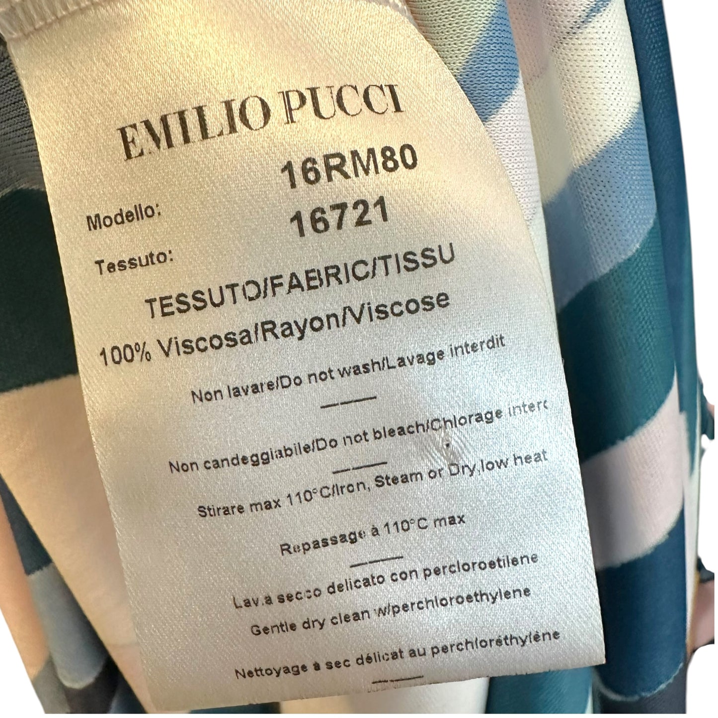 Emilio Pucci Longsleeve Mini Dress Pink Teal Beaded Neckline