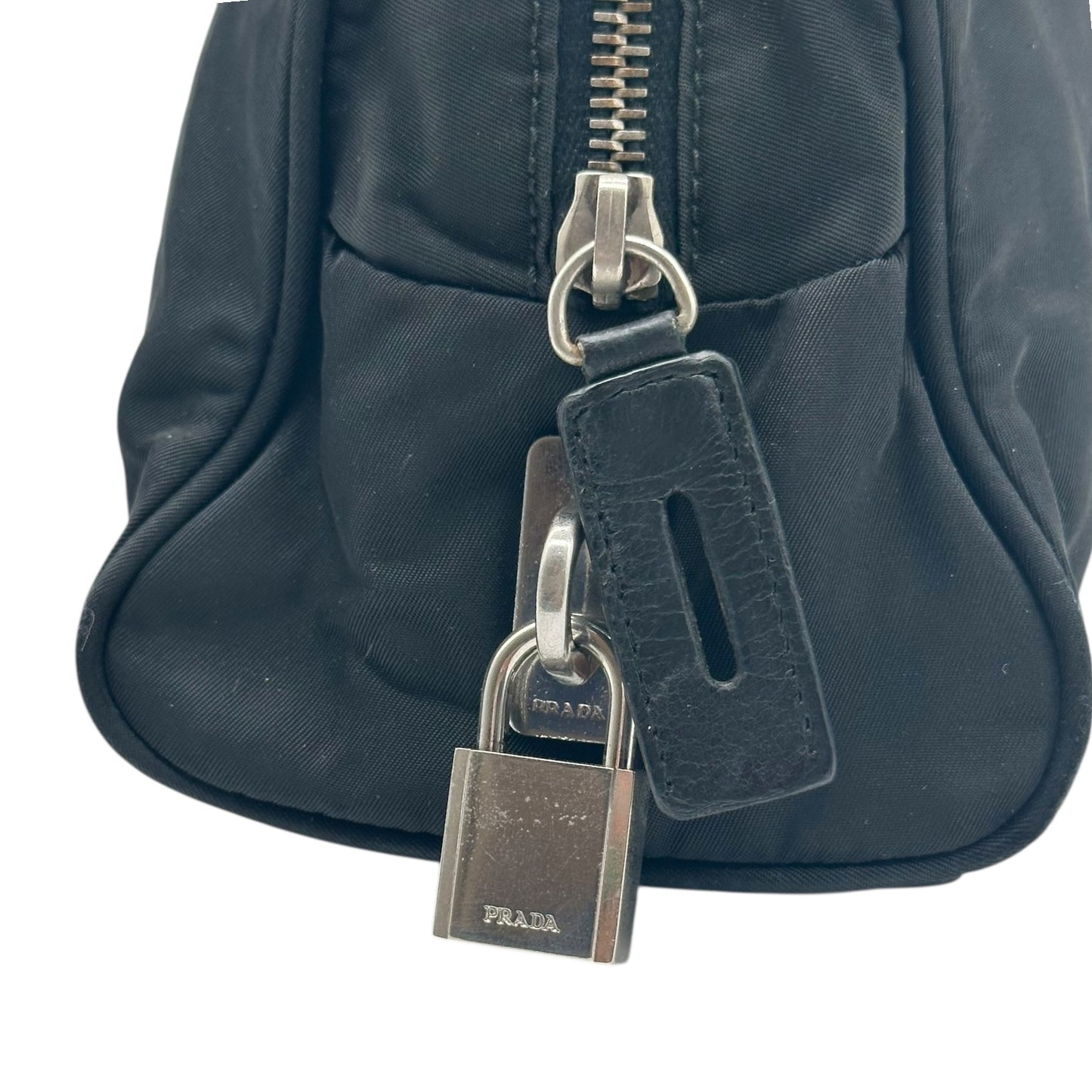 Prada Black Nylon East West Bowler Shoulder Bag