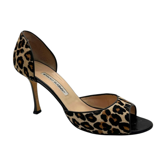 Manolo Blahnik Leopard Print Ponyhair D'Orsay Sandal Heels