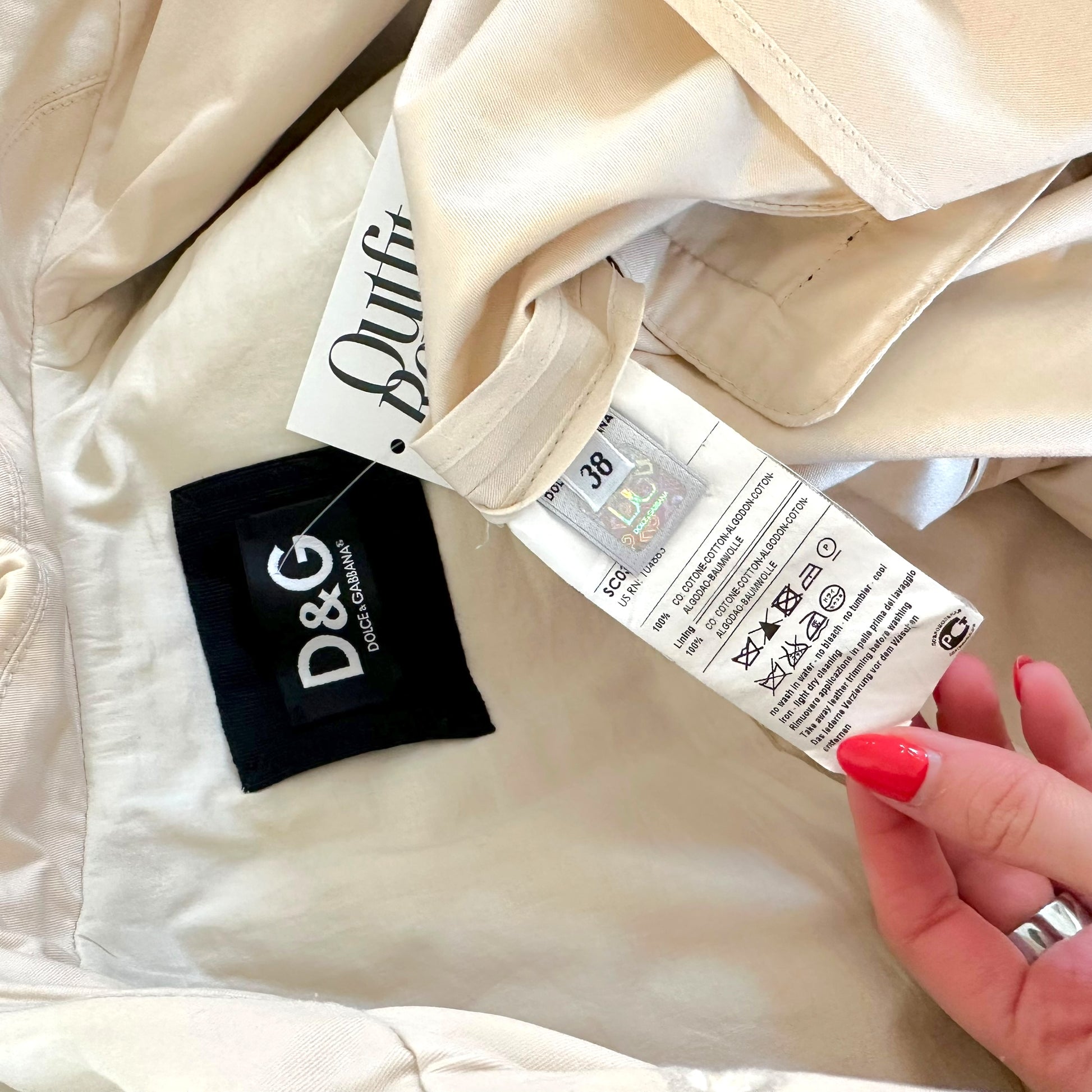 D&G Dolce & Gabbana Ivory Ruffle Trench Coat