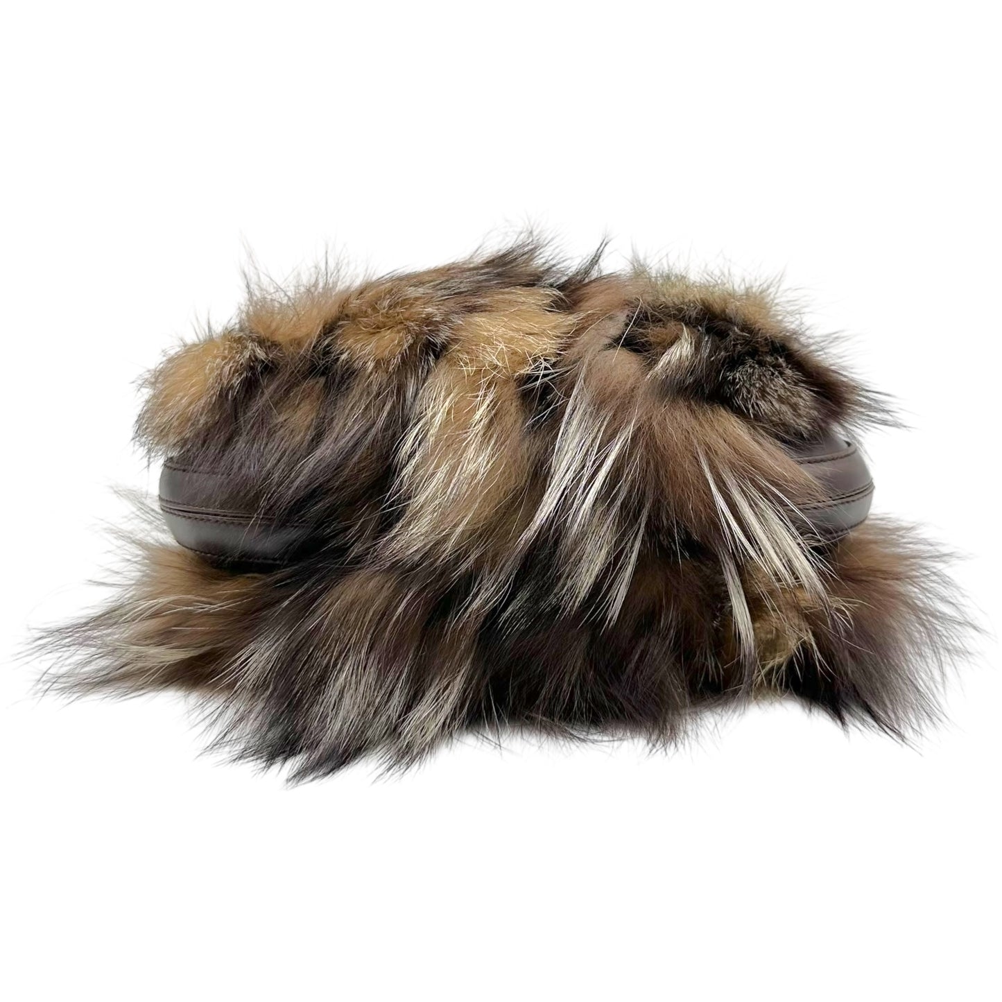 Escada Brown Fox Fur Studded Strap Mini Bag